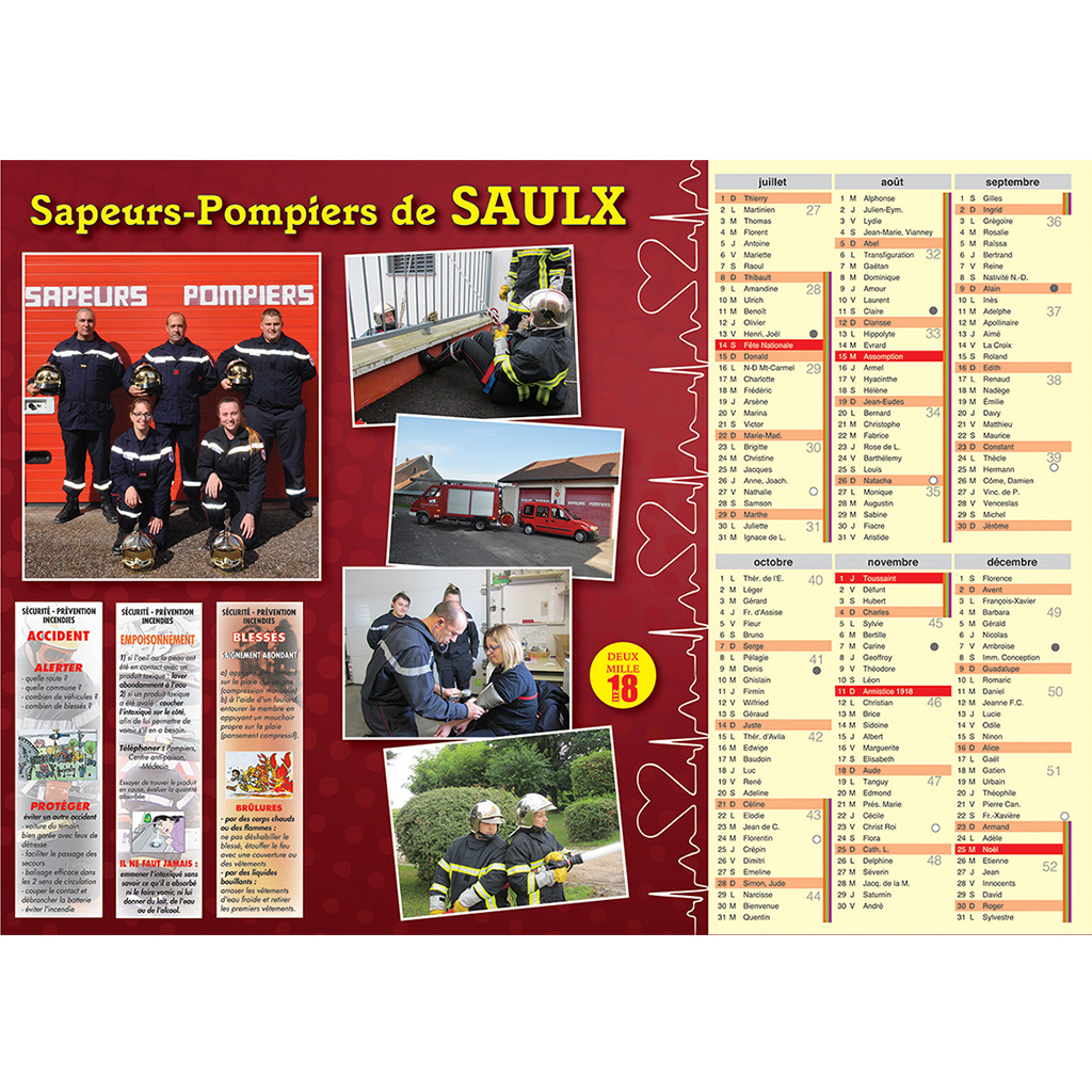 Calendriers Pompiers - Imprimerie Sérigraphie Haute-Saône